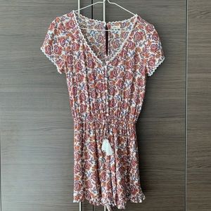 Hollister Floral Cinch Tie Romper
